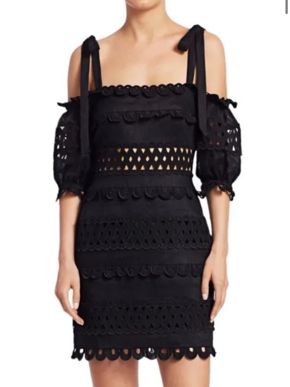 Zimmermann black Verity off shoulder lace dress